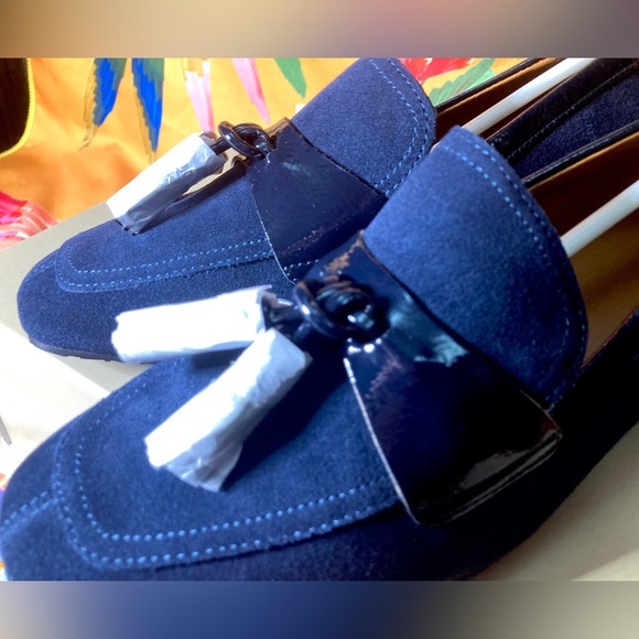 Donald Pliner Kressida CALF SUEDE Navy Loafer 8 - Picture 1 of 15